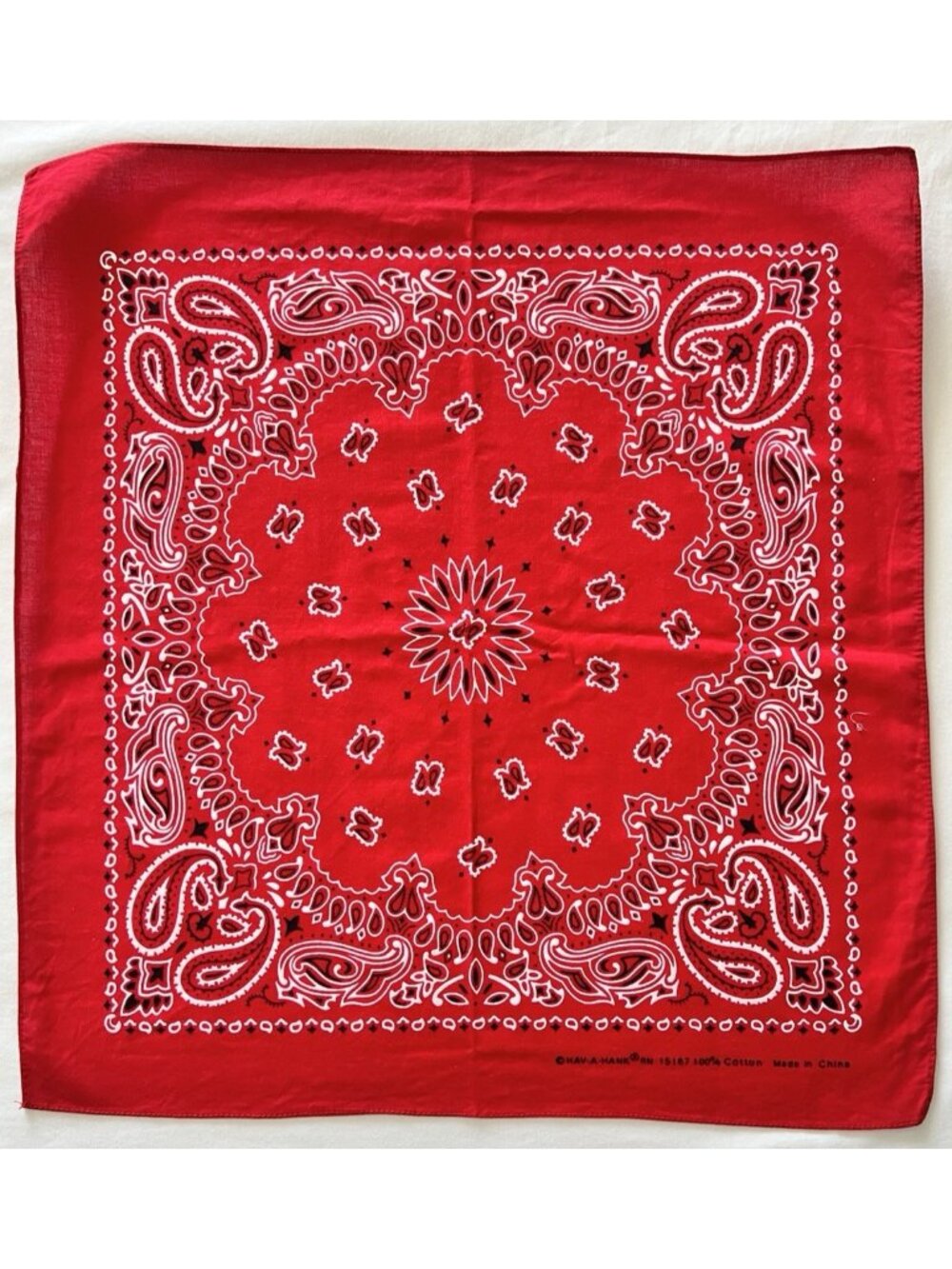 Vintage Hav-A-Hank Red Paisley Bandana Handkerchief Cotton Calico Western Style